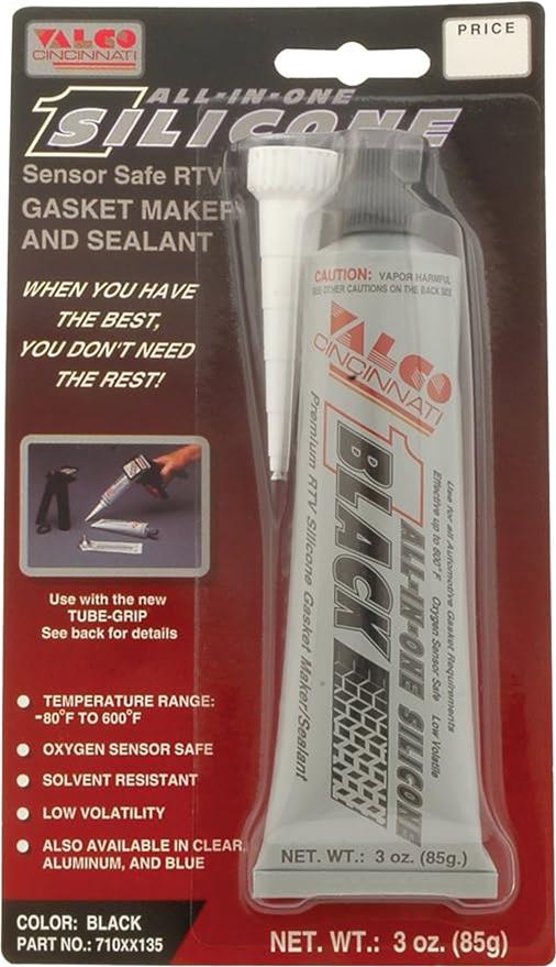 Valco All-In-One RTV Silicone Sealant 3 oz. Black, Aluminum, or Clear